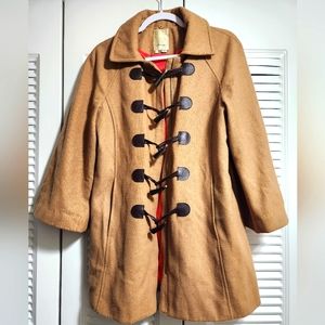 Anthropologie Elevenss camel wool blend tan toggle coat sz 10